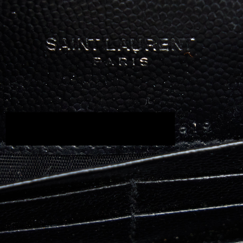 SAINT LAURENT/YSL ENVELOP CHAIN WALLET CAVIAR BLACK SHW