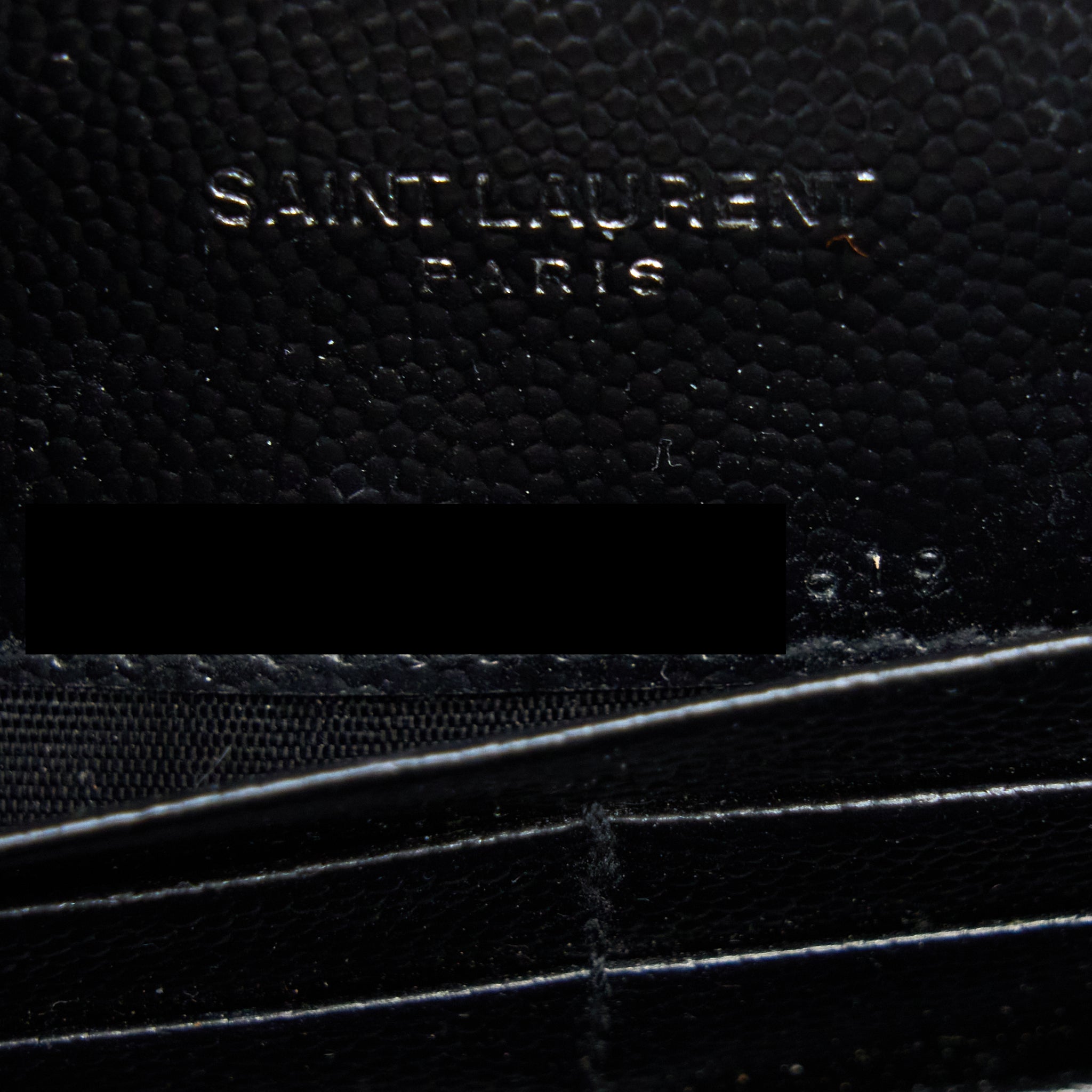 SAINT LAURENT/YSL ENVELOP CHAIN WALLET CAVIAR BLACK SHW