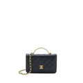 CHANEL LETTER TOP HANDLE WALLET ON CHAIN CAVIAR BLACK GHW