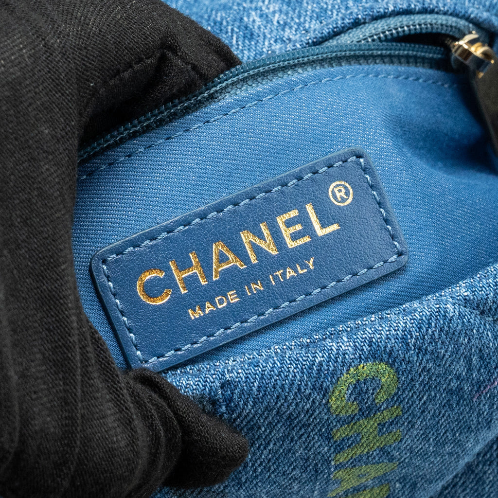 CHANEL 22P FLAP BAG DENIM BLUE GHW (MICROCHIP)