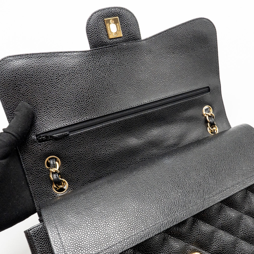 CHANEL JUMBO CLASSIC DOUBLE FLAP BAG CAVIAR BLACK GHW