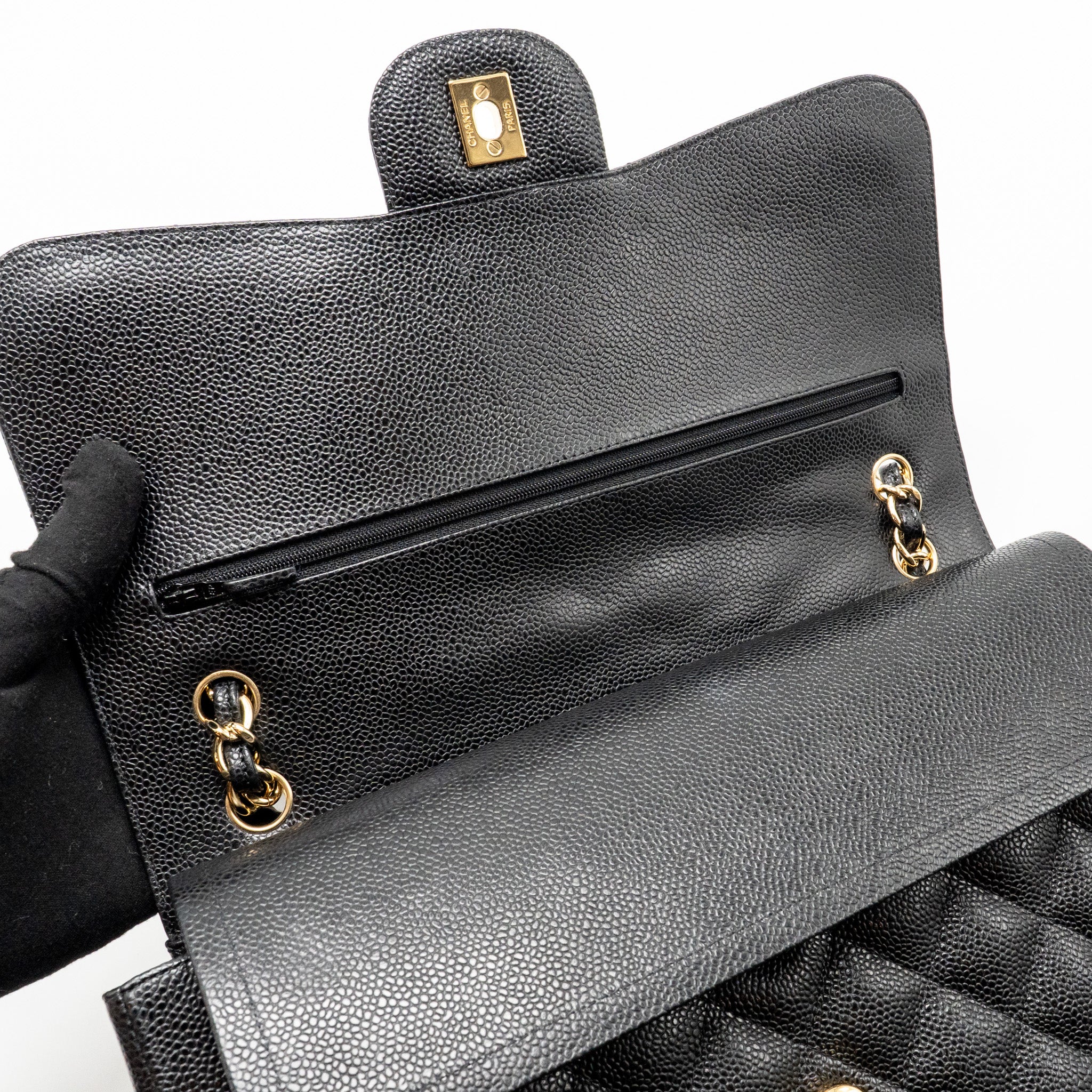 CHANEL JUMBO CLASSIC DOUBLE FLAP BAG CAVIAR BLACK GHW