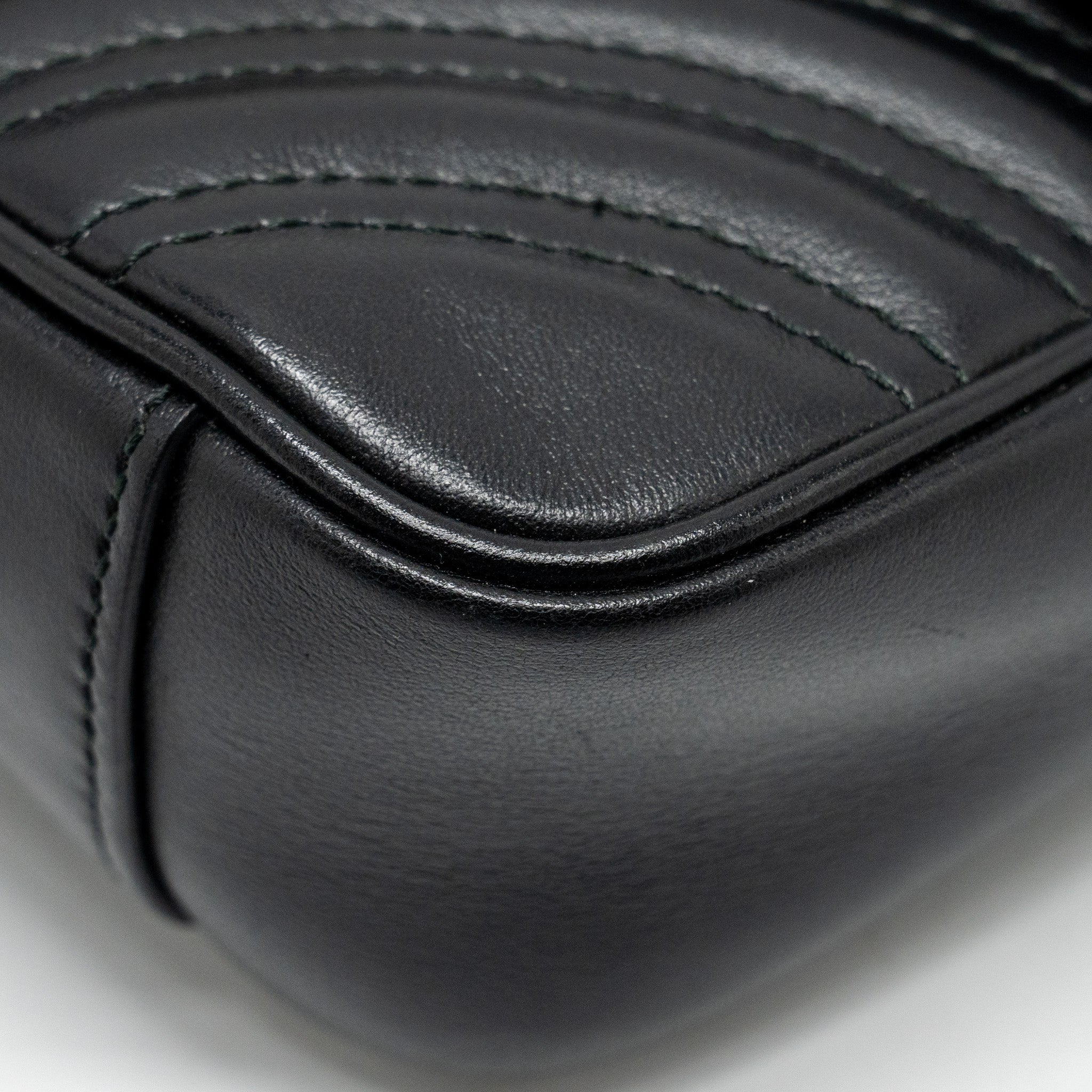 GUCCI MINI GG MARMONT SHOULDER BAG CALFSKIN BLACK GHW