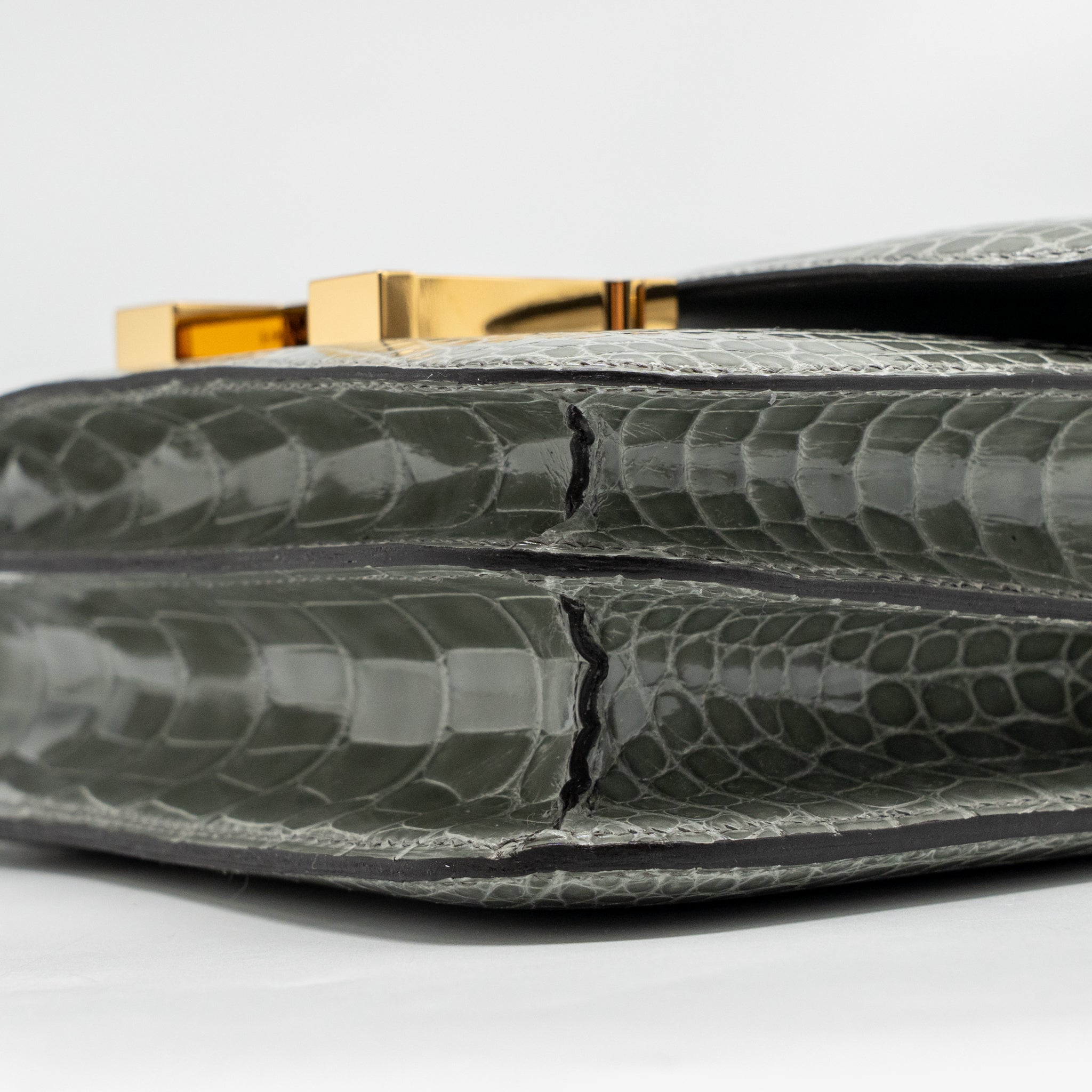 HERMES CONSTANCE MINI ALLIGATOR MISSISSIPPIENSIS 0V GRIS CIMENT GHW