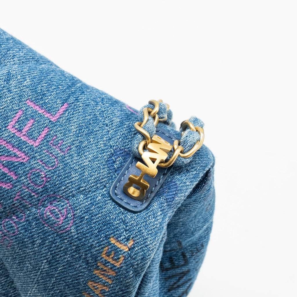 CHANEL 22P FLAP BAG DENIM BLUE GHW (MICROCHIP)