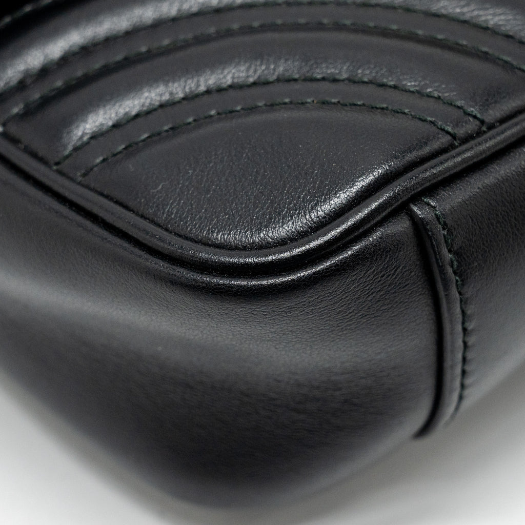GUCCI MINI GG MARMONT SHOULDER BAG CALFSKIN BLACK GHW