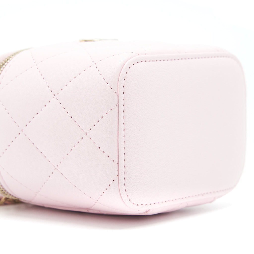 CHANEL 22P TOP HANDLE MINI VANITY WITH CHAIN LAMBSKIN LIGHT PINK LGHW