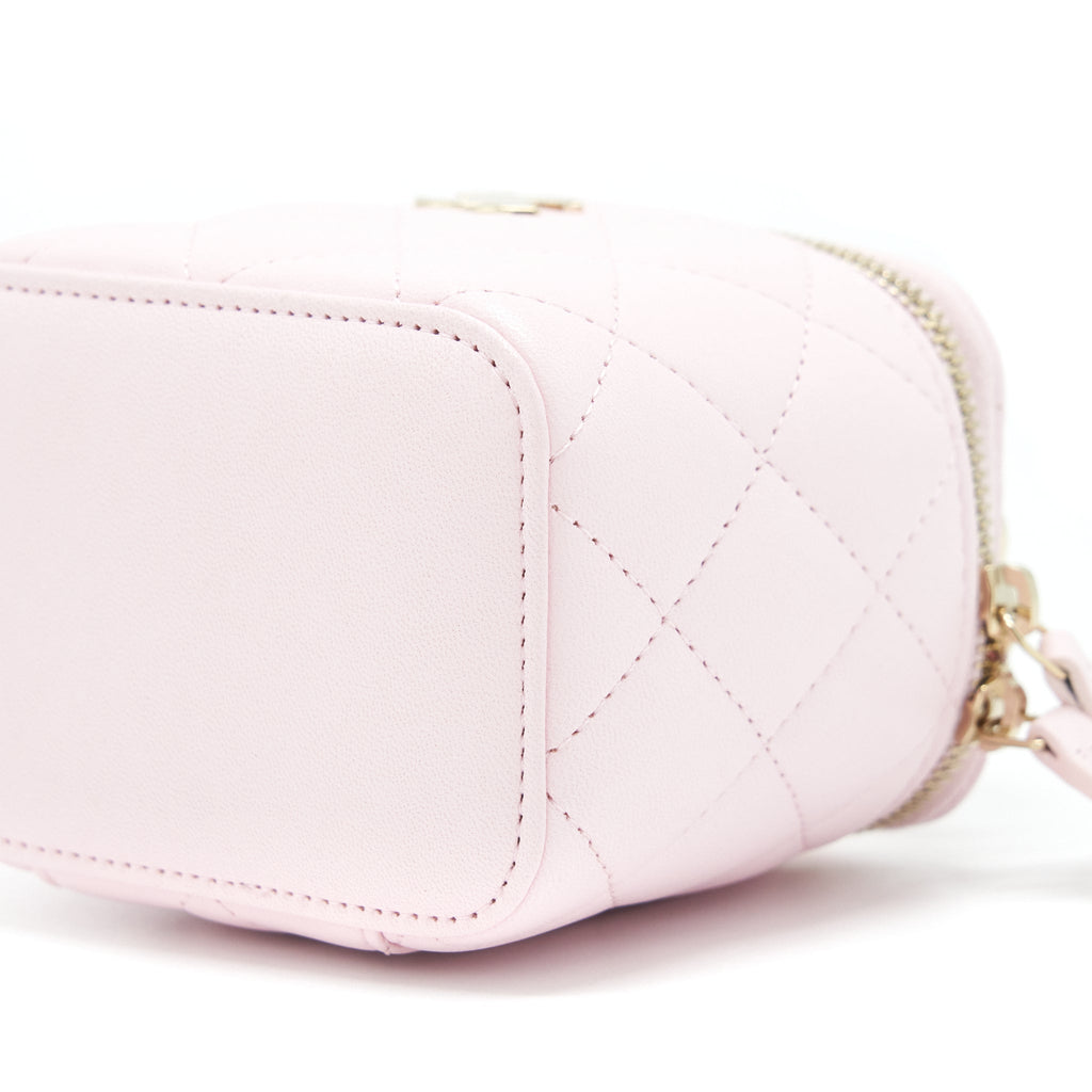 CHANEL 22P TOP HANDLE MINI VANITY WITH CHAIN LAMBSKIN LIGHT PINK LGHW