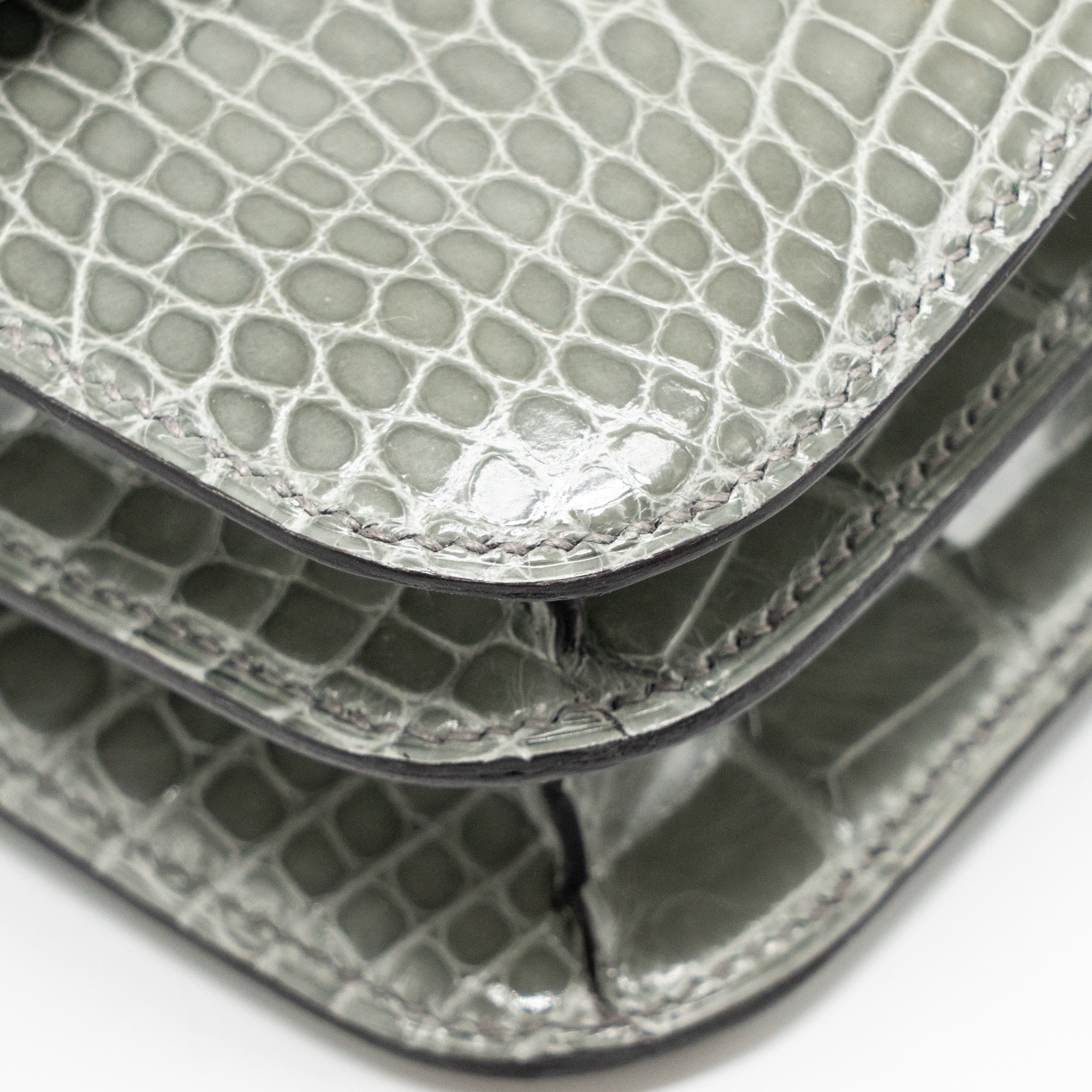 HERMES CONSTANCE MINI ALLIGATOR MISSISSIPPIENSIS 0V GRIS CIMENT GHW