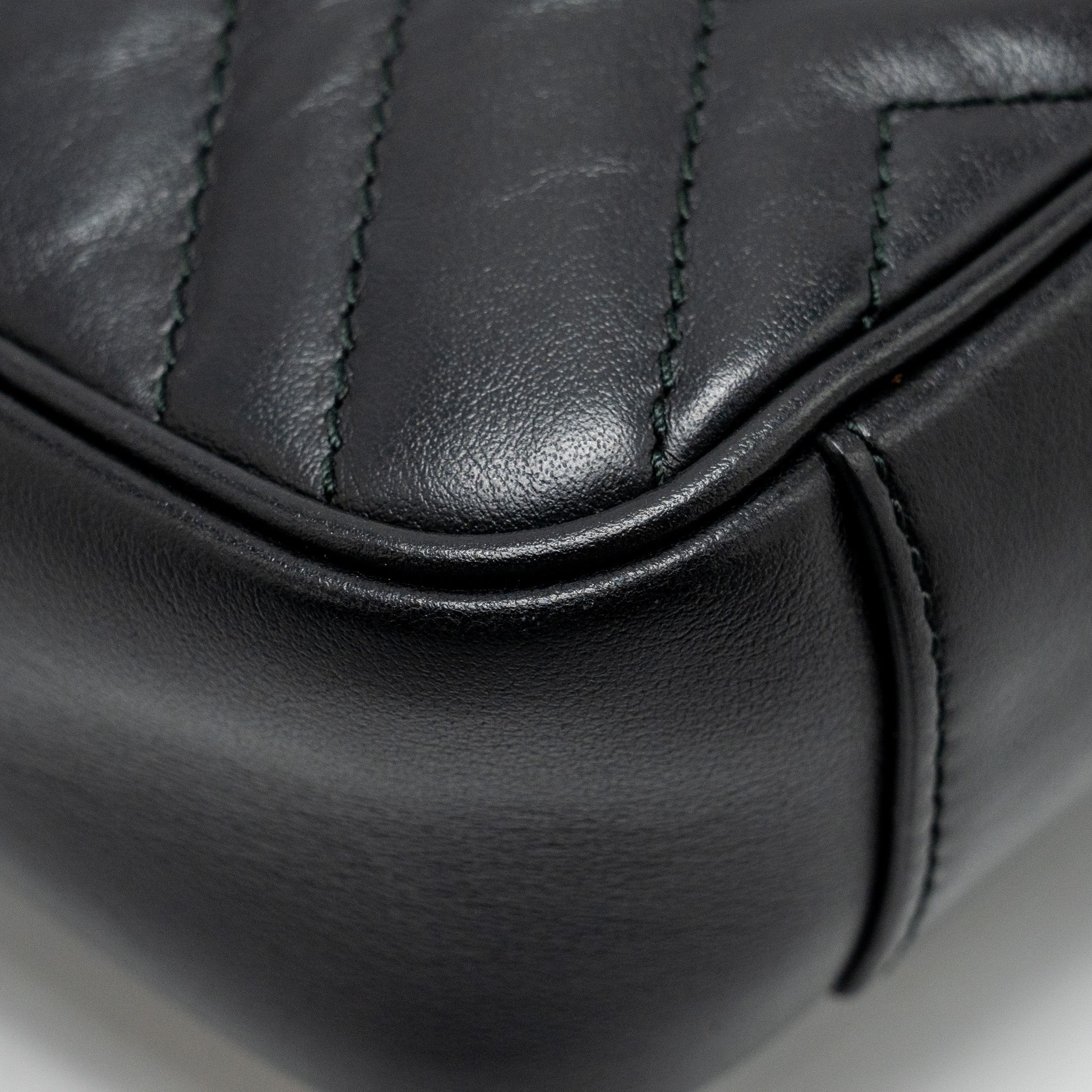 GUCCI MINI GG MARMONT SHOULDER BAG CALFSKIN BLACK GHW