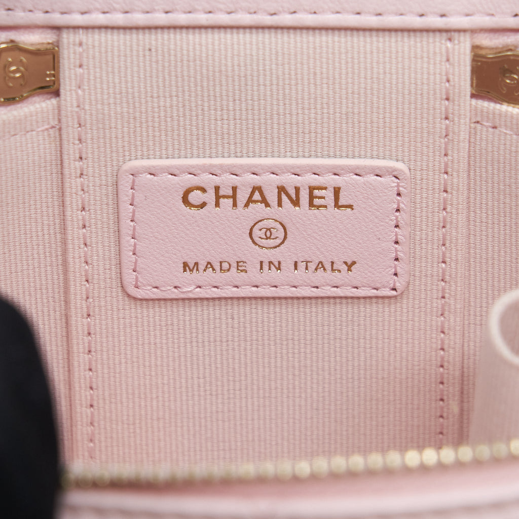 CHANEL 22P TOP HANDLE MINI VANITY WITH CHAIN LAMBSKIN LIGHT PINK LGHW