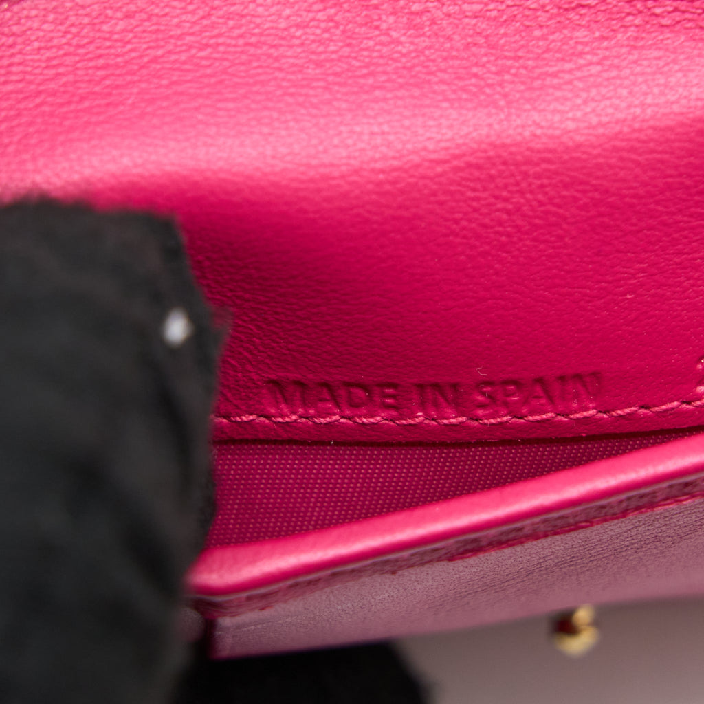 DIOR FLAP CARD HOLDER PATENT CALFSKIN PINK GHW