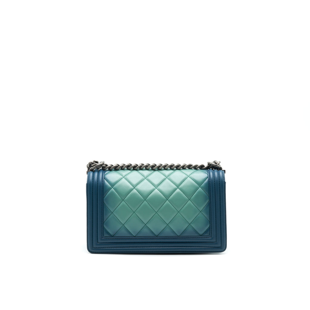 CHANEL MEDIUM LEBOY BAG GREEN RUTHENIUM HARDWARE