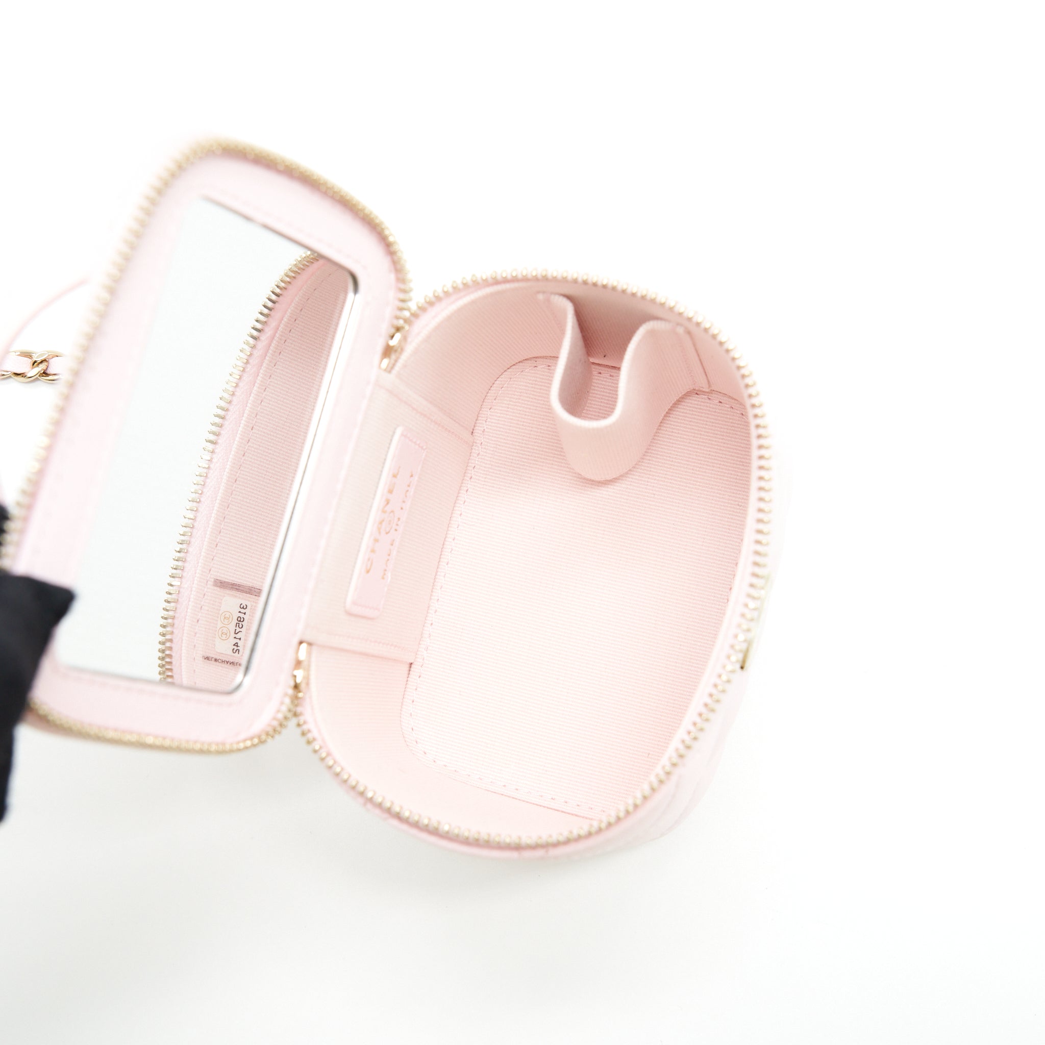 CHANEL 22P TOP HANDLE MINI VANITY WITH CHAIN LAMBSKIN LIGHT PINK LGHW