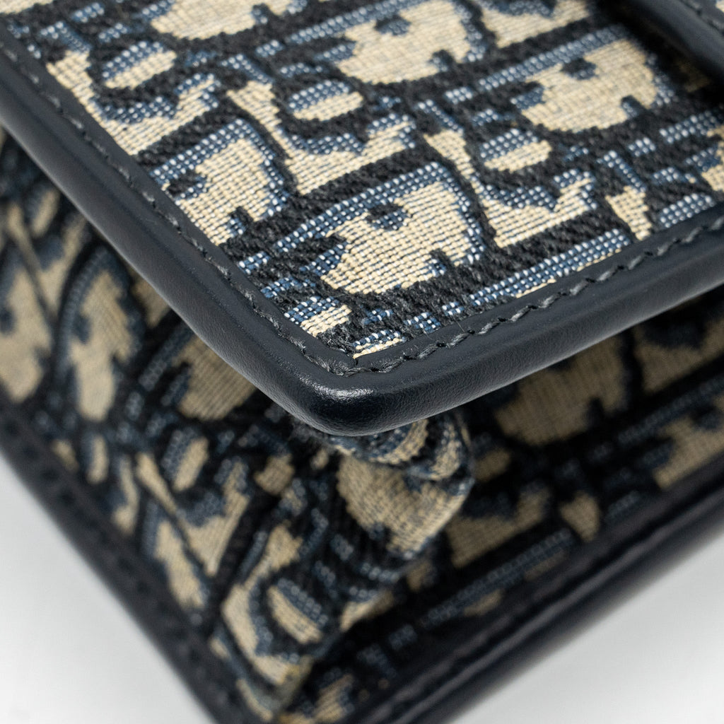 DIOR 30 MONTAIGNE CHAIN BAG OBLIQUE JACQUARD BLUE GHW