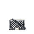 CHANEL MEDIUM BOY BAG LIMITED LAMBSKIN BLACK/WHITE SHW