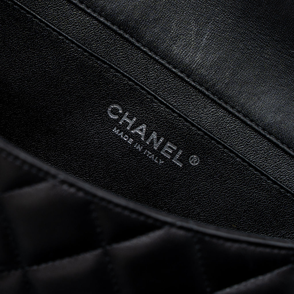 CHANEL TIMELESS CLUTCH WITH CHAIN LAMBSKIN BLACK RUTHENIUM HARDWARE