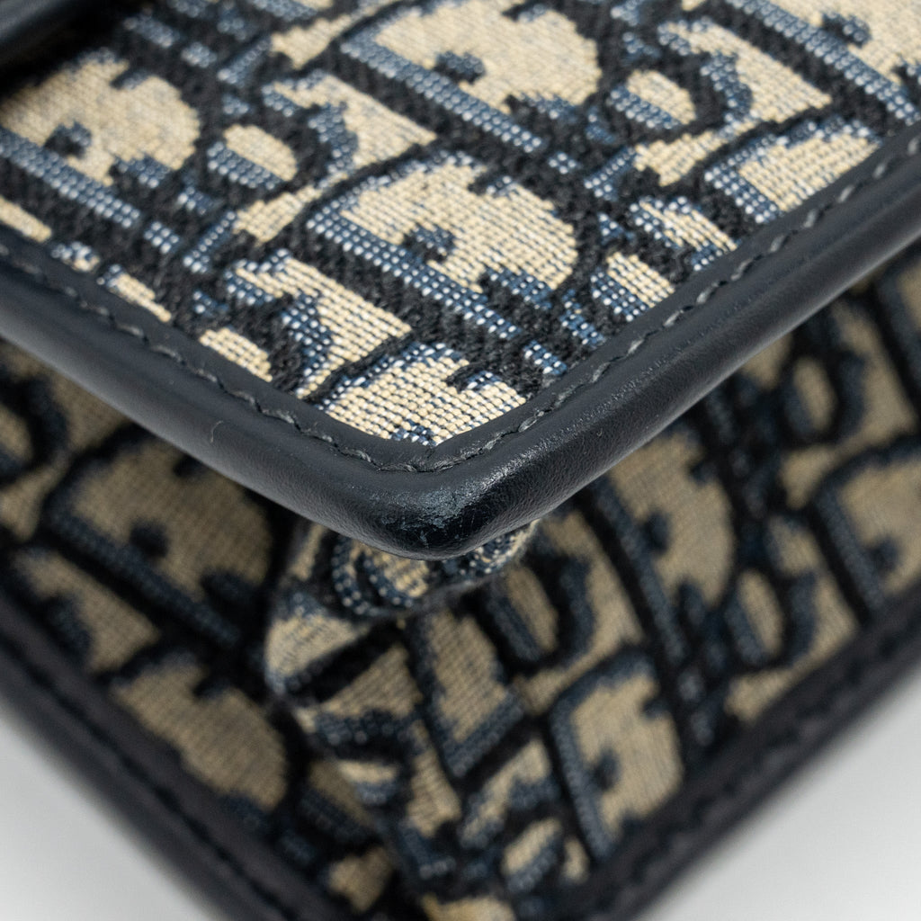 DIOR 30 MONTAIGNE CHAIN BAG OBLIQUE JACQUARD BLUE GHW