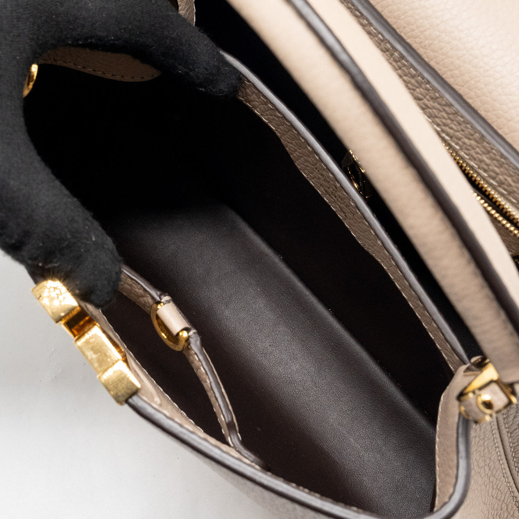 LOUIS VUITTON CAPUCINES BB TAURILLON GALET GHW