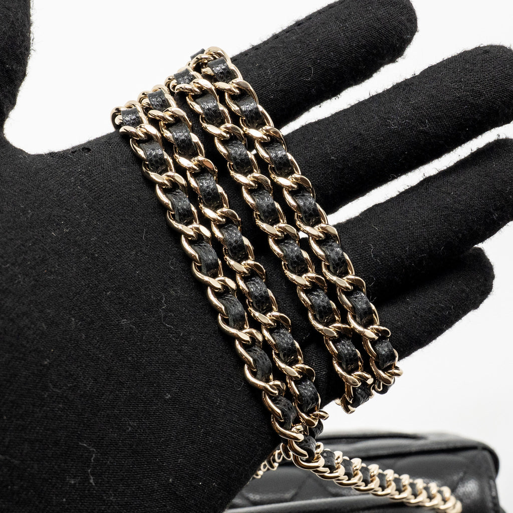 CHANEL COCO HANDLE MINI CLUTCH WITH CHAIN CAVIAR BLACK LGHW (MICROCHIP)