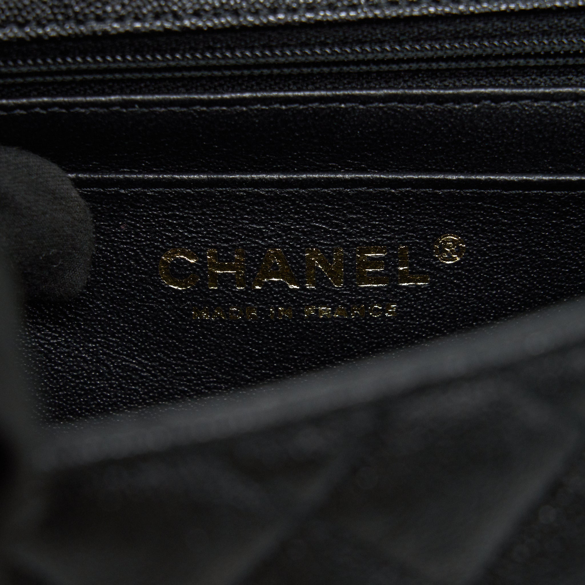 CHANEL RECTANGULAR MINI TOP HANDLE FLAP BAG GRANIED CALFSKIN BLACK GHW