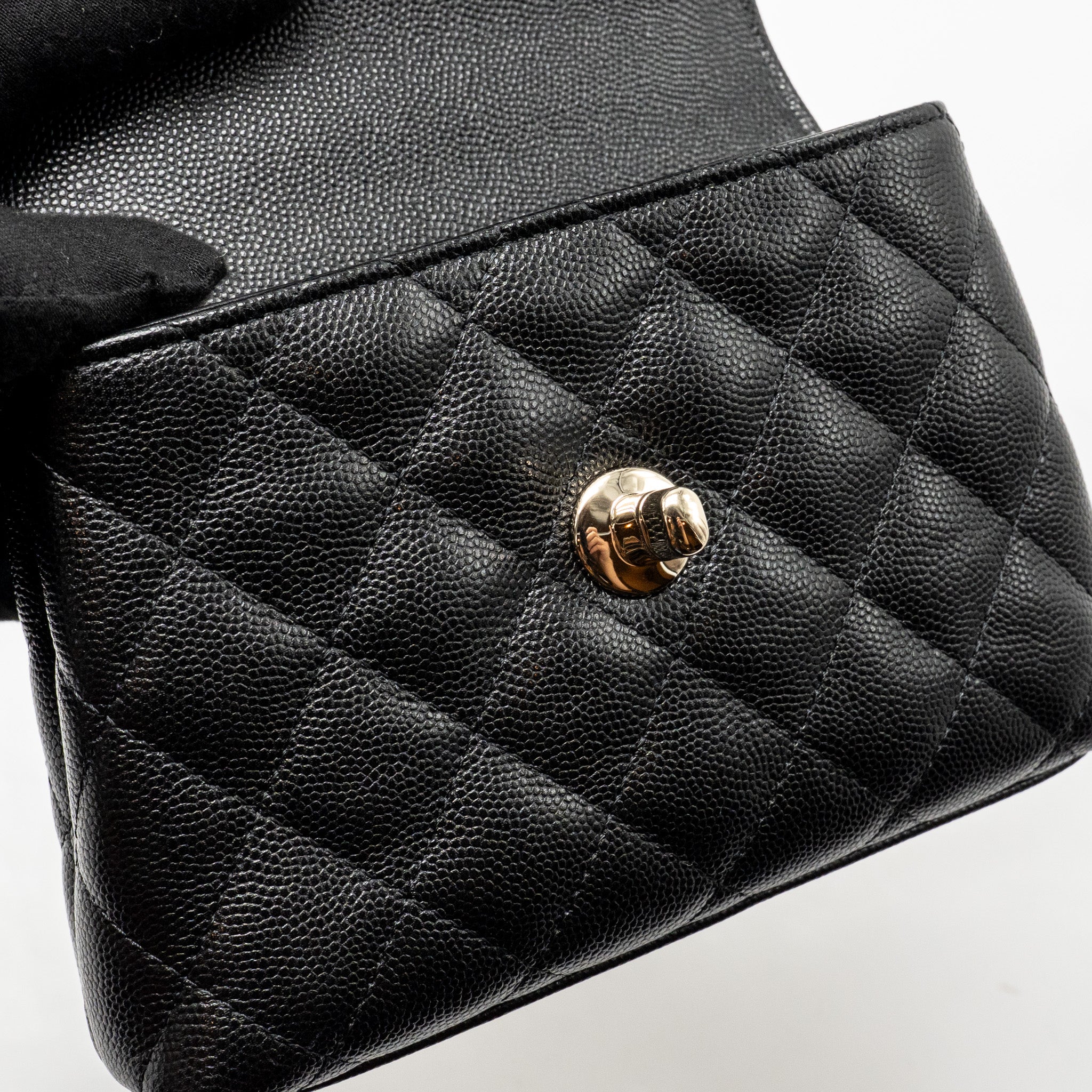 CHANEL COCO HANDLE MINI CLUTCH WITH CHAIN CAVIAR BLACK LGHW (MICROCHIP)