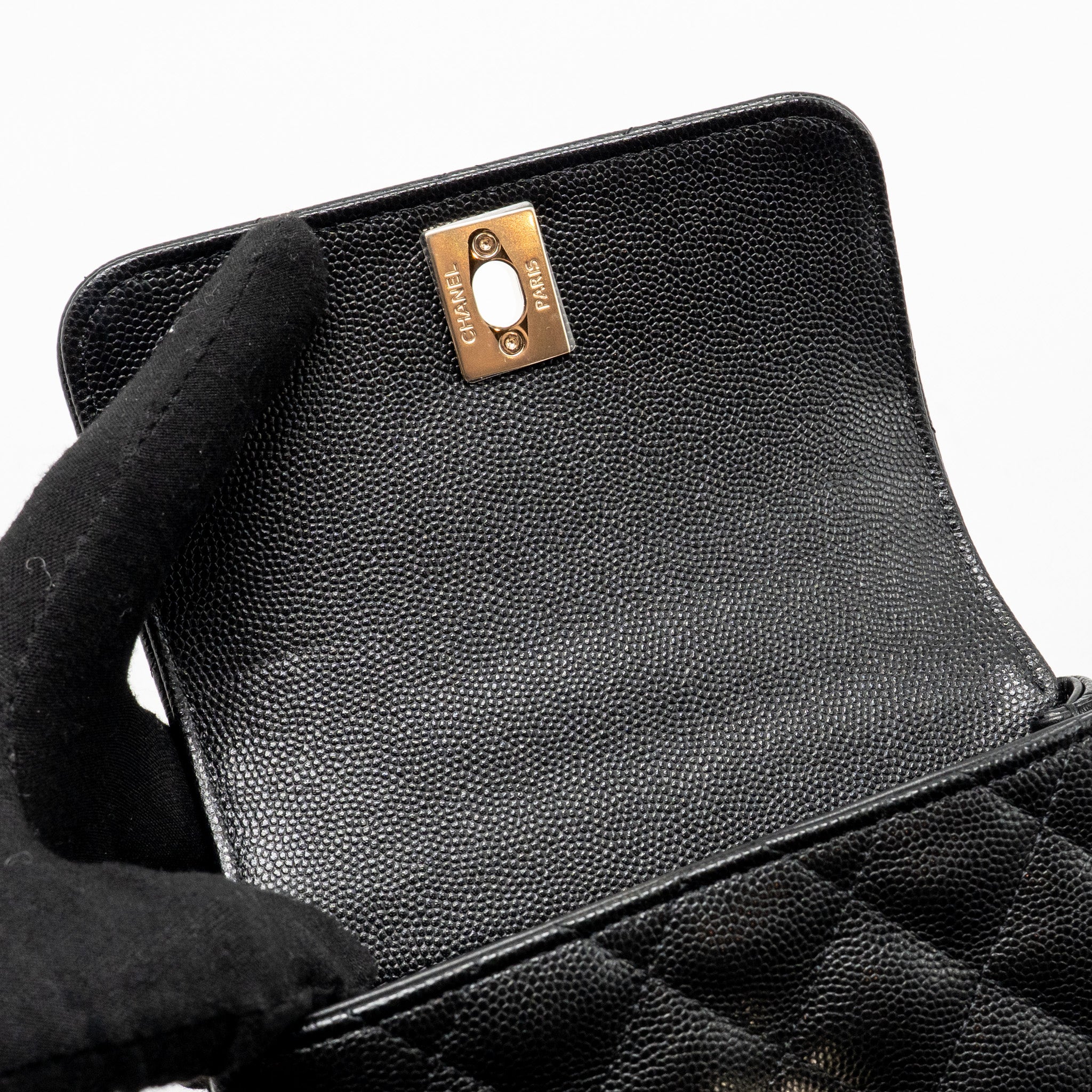 CHANEL COCO HANDLE MINI CLUTCH WITH CHAIN CAVIAR BLACK LGHW (MICROCHIP)