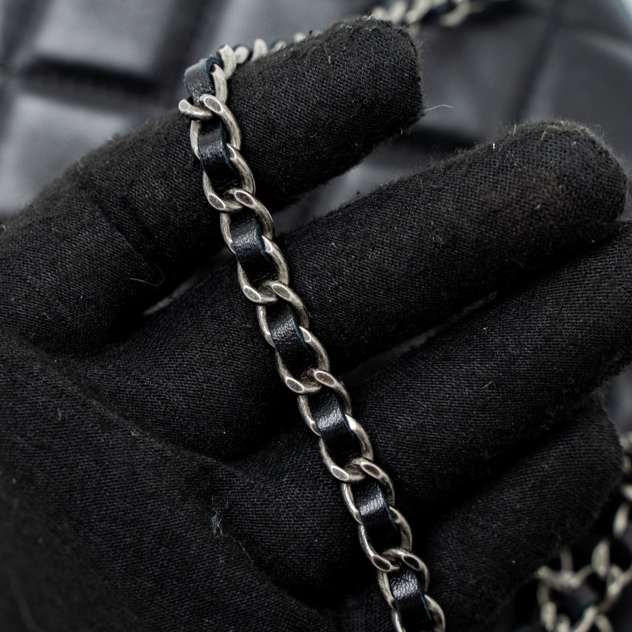 CHANEL TIMELESS CLUTCH WITH CHAIN LAMBSKIN BLACK RUTHENIUM HARDWARE