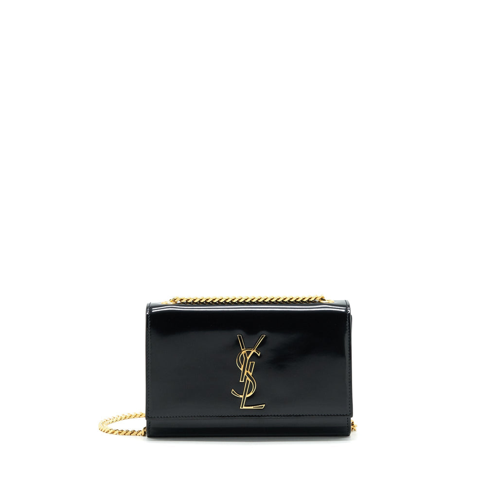 SAINT LAURENT KATE FLAP BAG PATENT BLACK GHW
