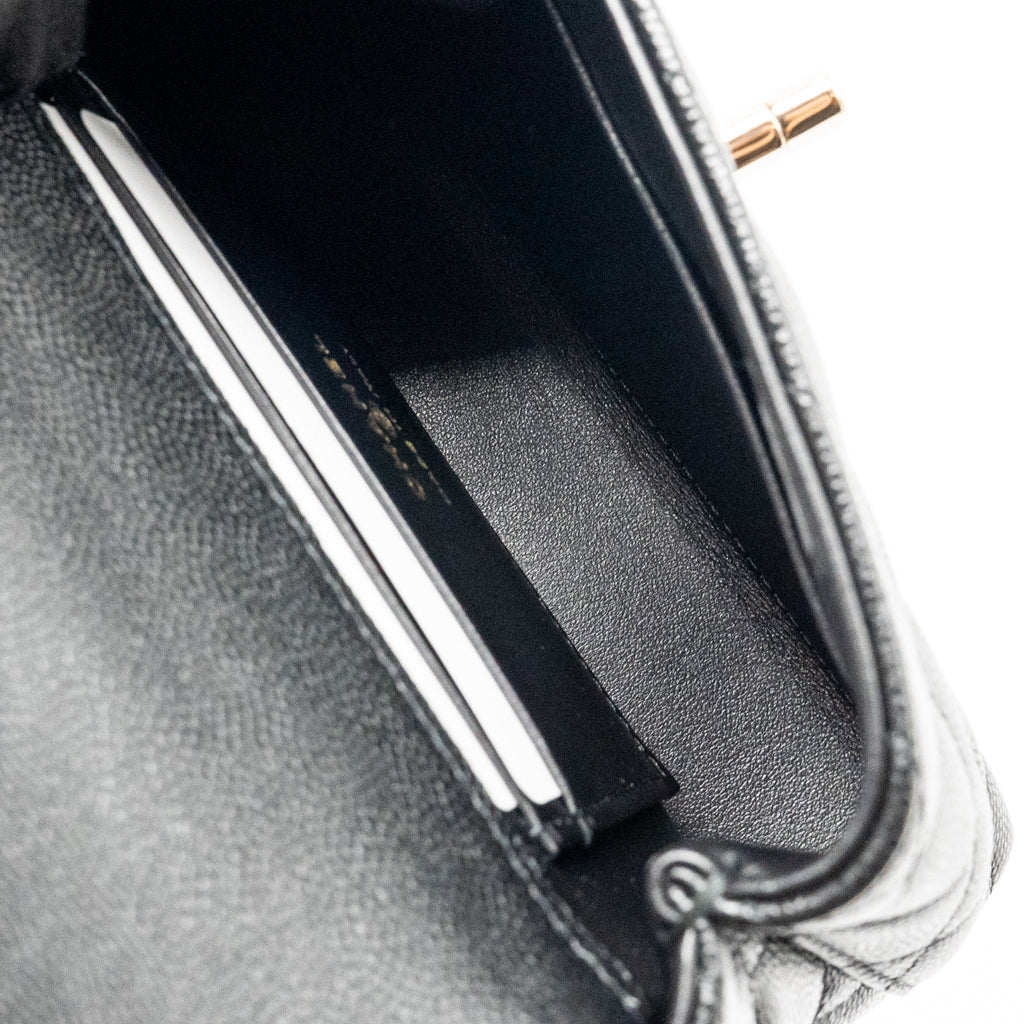 CHANEL COCO HANDLE MINI CLUTCH WITH CHAIN CAVIAR BLACK LGHW (MICROCHIP)