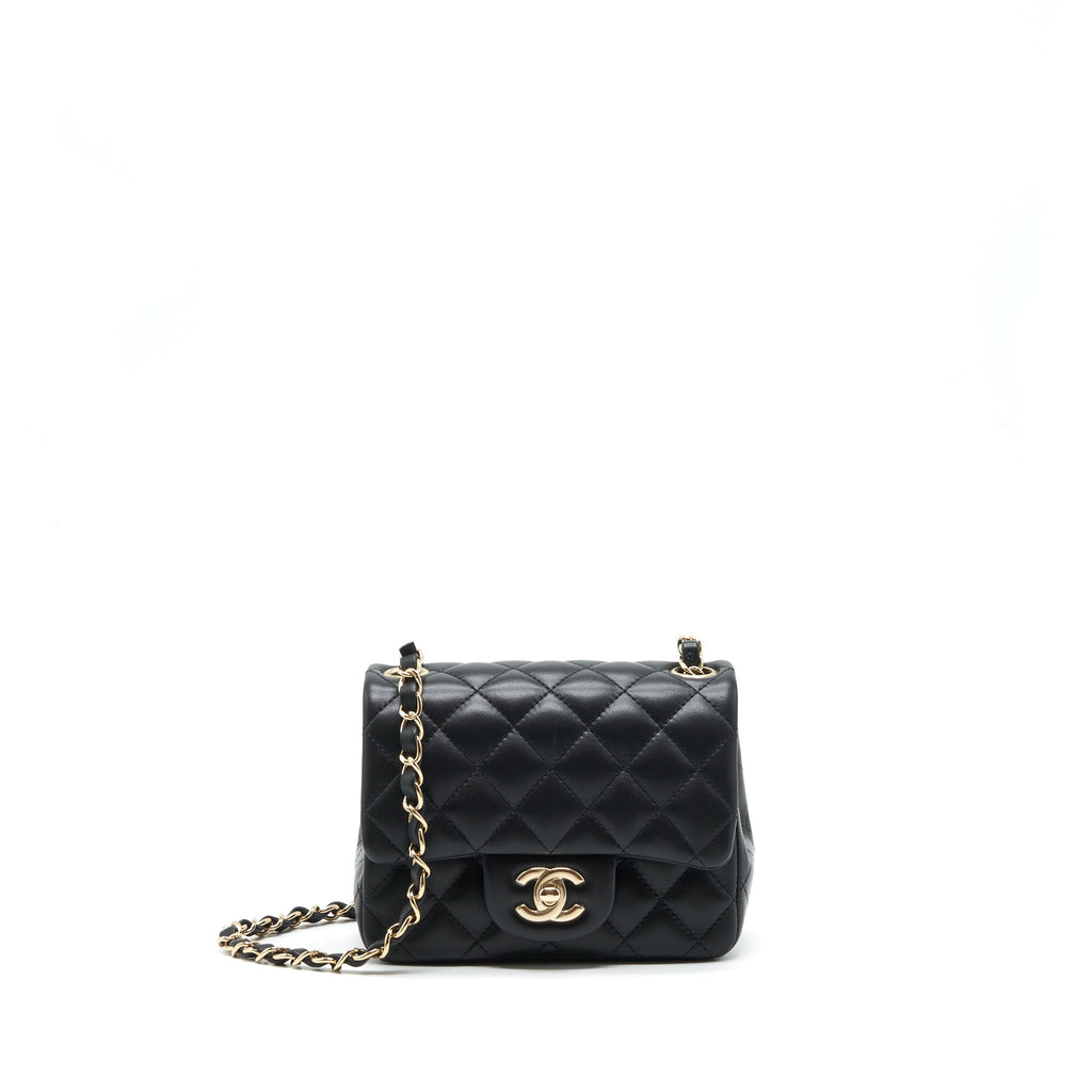 CHANEL MINI SQUARE FLAP BAG LAMBSKIN BLACK LGHW