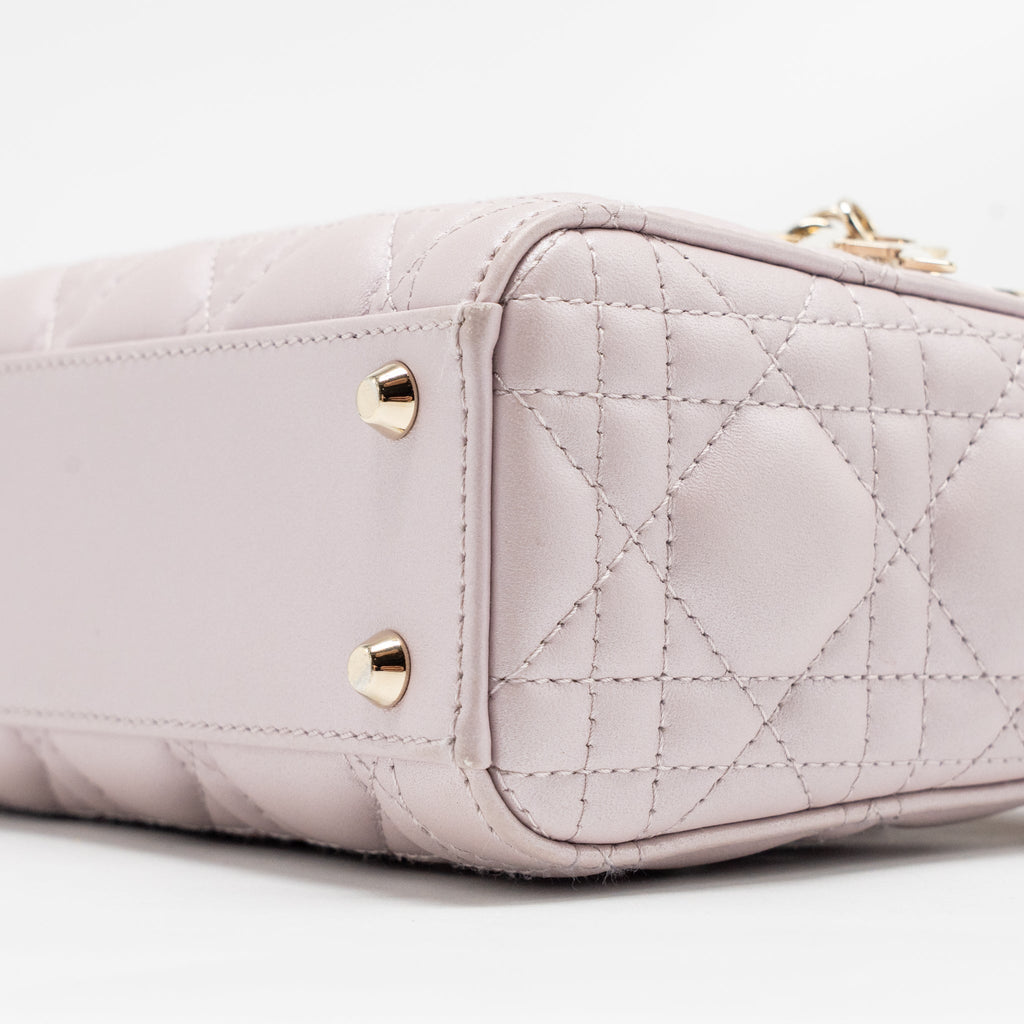 DIOR MINI LADY DIOR LAMBSKIN LIGHT PINK LGHW