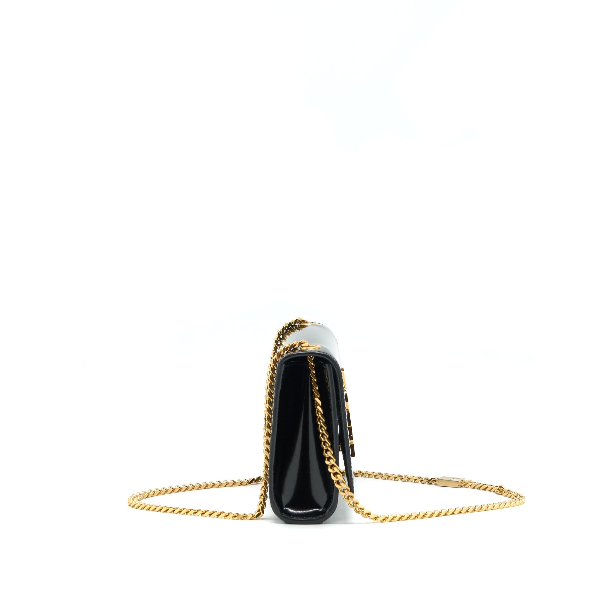 SAINT LAURENT KATE FLAP BAG PATENT BLACK GHW