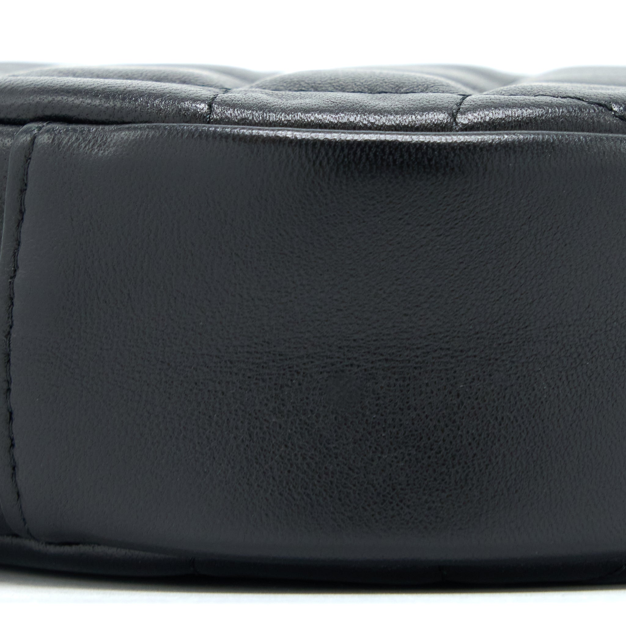 CHANEL ROUND CLUTCH WITH CHAIN LAMBSKIN BLACK SHW