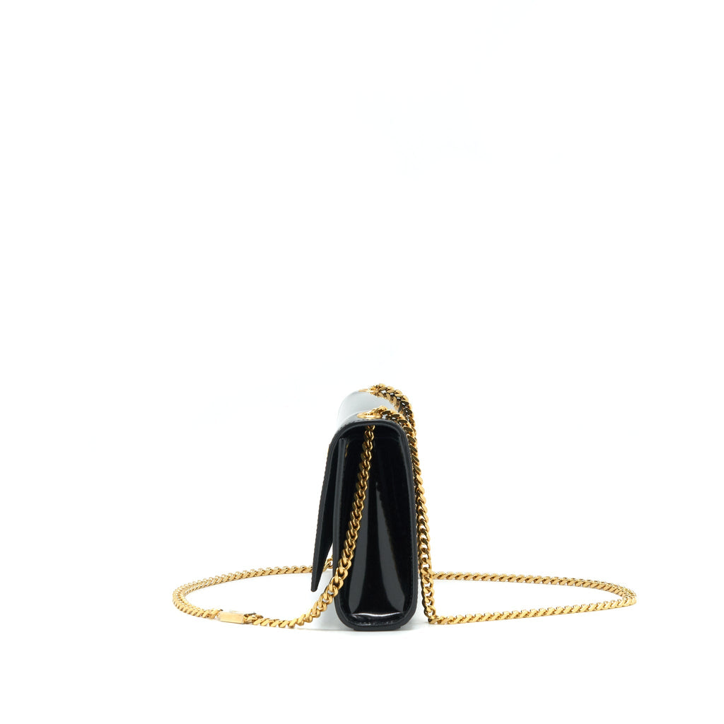 SAINT LAURENT KATE FLAP BAG PATENT BLACK GHW