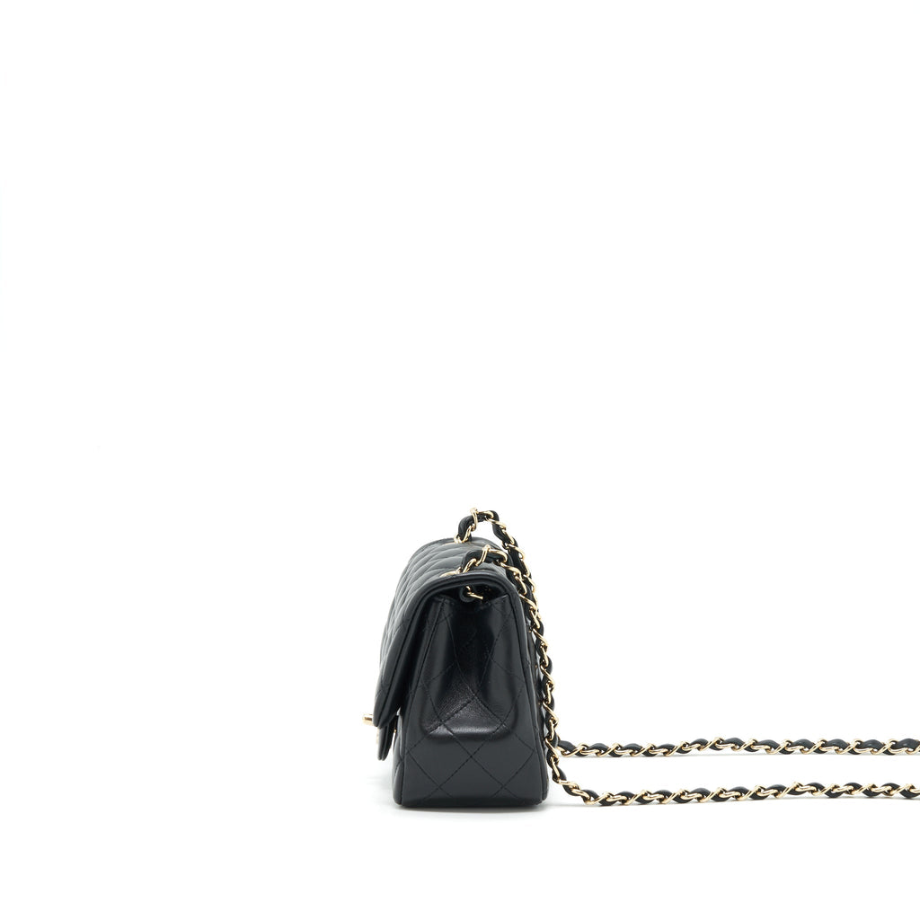 CHANEL MINI SQUARE FLAP BAG LAMBSKIN BLACK LGHW