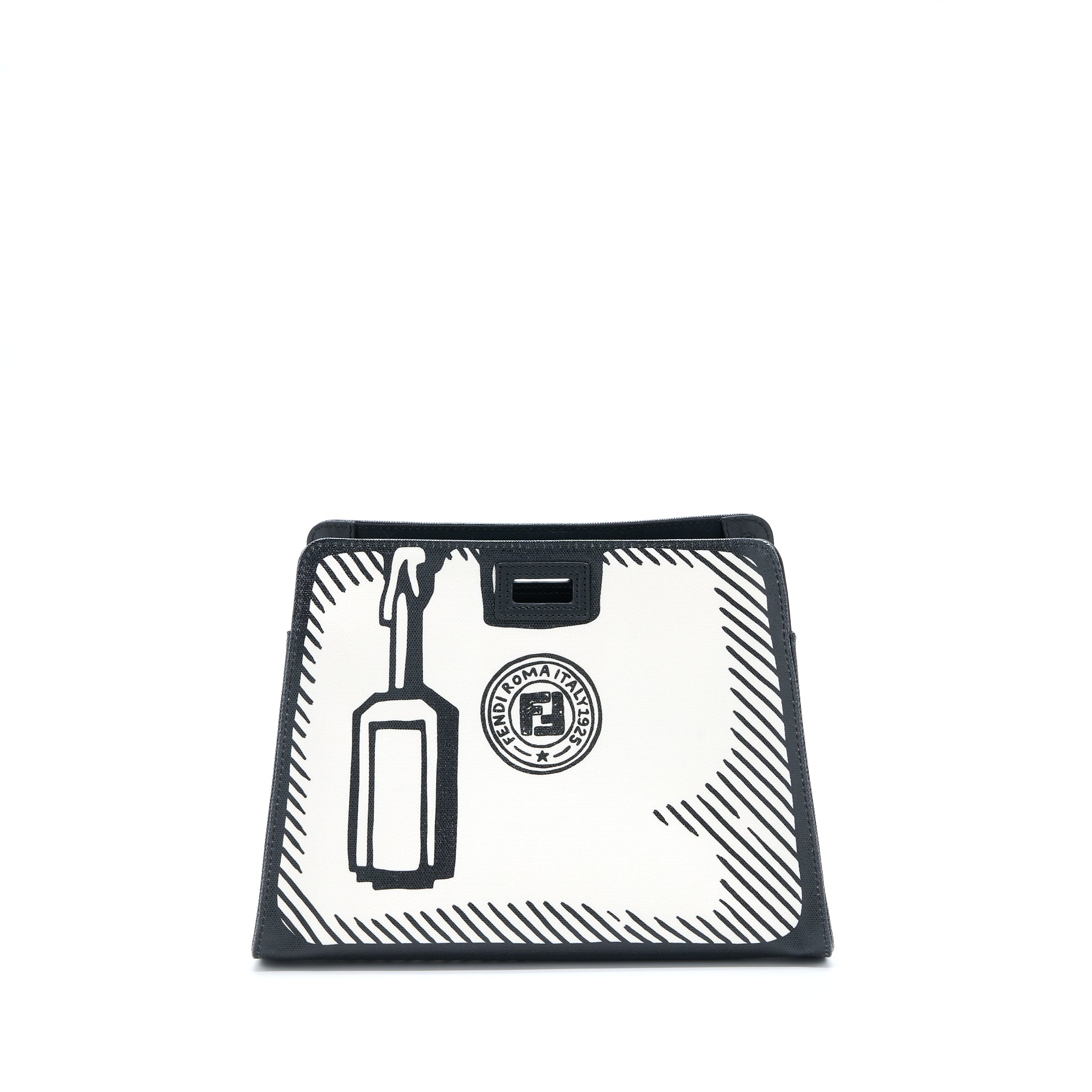 FENDI X VIDES COATED CANVAS PEEKABOO DEFENDER COVER WHITE BLACK
