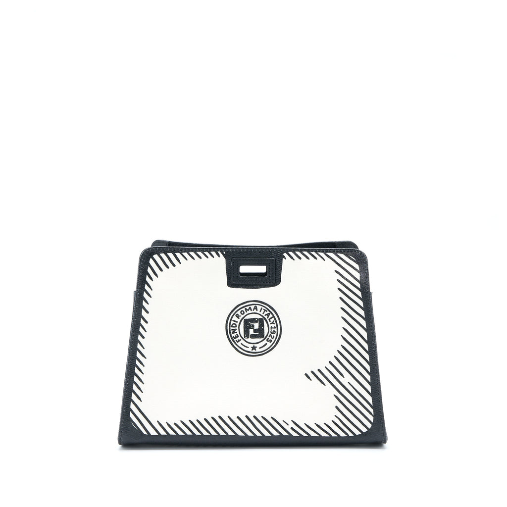 FENDI X VIDES COATED CANVAS PEEKABOO DEFENDER COVER WHITE BLACK