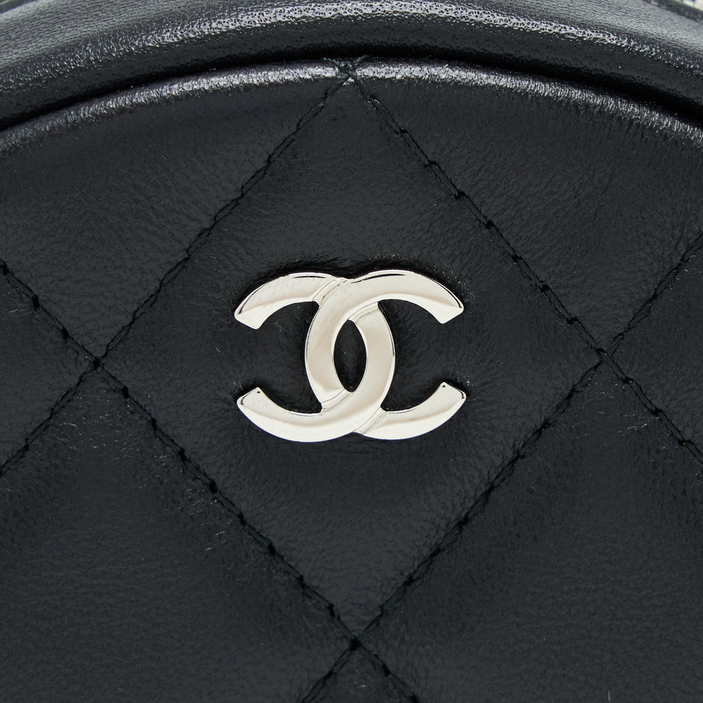 CHANEL ROUND CLUTCH WITH CHAIN LAMBSKIN BLACK SHW