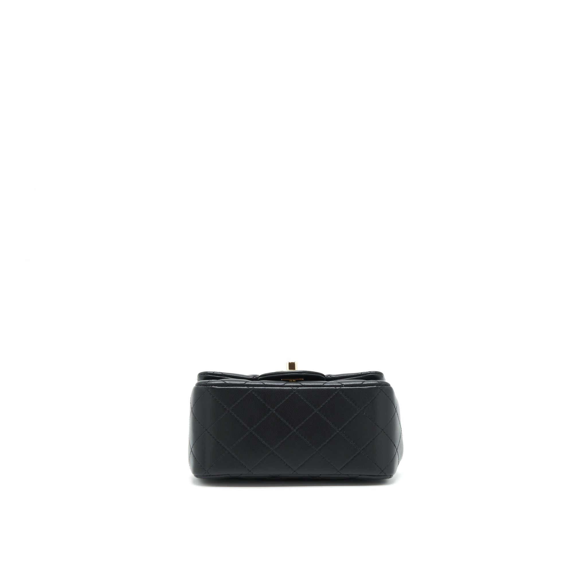 CHANEL MINI SQUARE FLAP BAG LAMBSKIN BLACK LGHW