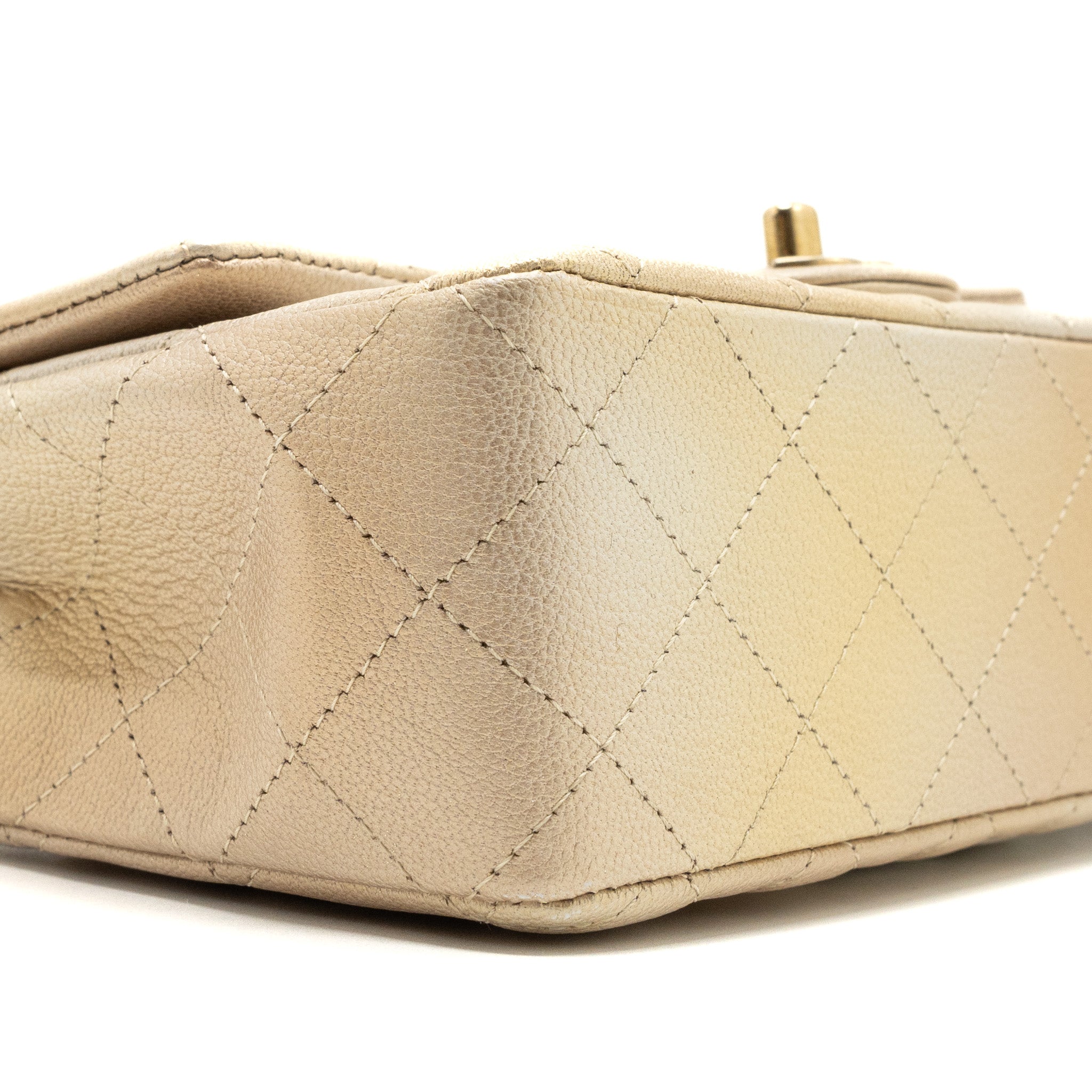 CHANEL 22C MINI RECTANGULAR FLAP BAG GOATSKIN OMBRÉ BEIGE BRUSHED GHW (MICROCHIP)