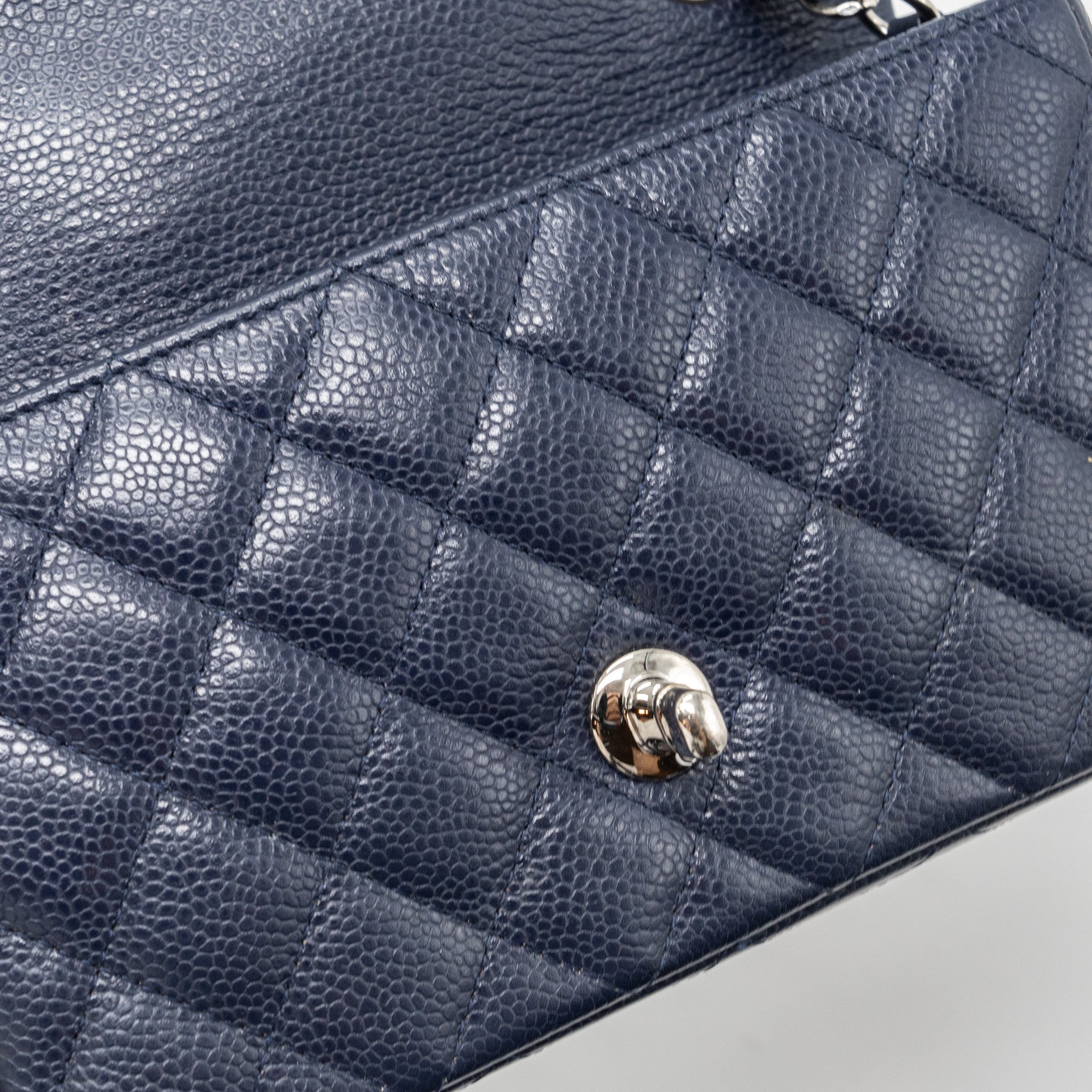 CHANEL CLASSIC MINI RECTANGULAR FLAP BAG CAVIAR NAVY SHW
