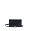 CHANEL BOY WALLET ON CHAIN CAVIAR BLACK RUTHENIUM HARDWARE (MICROCHIP)