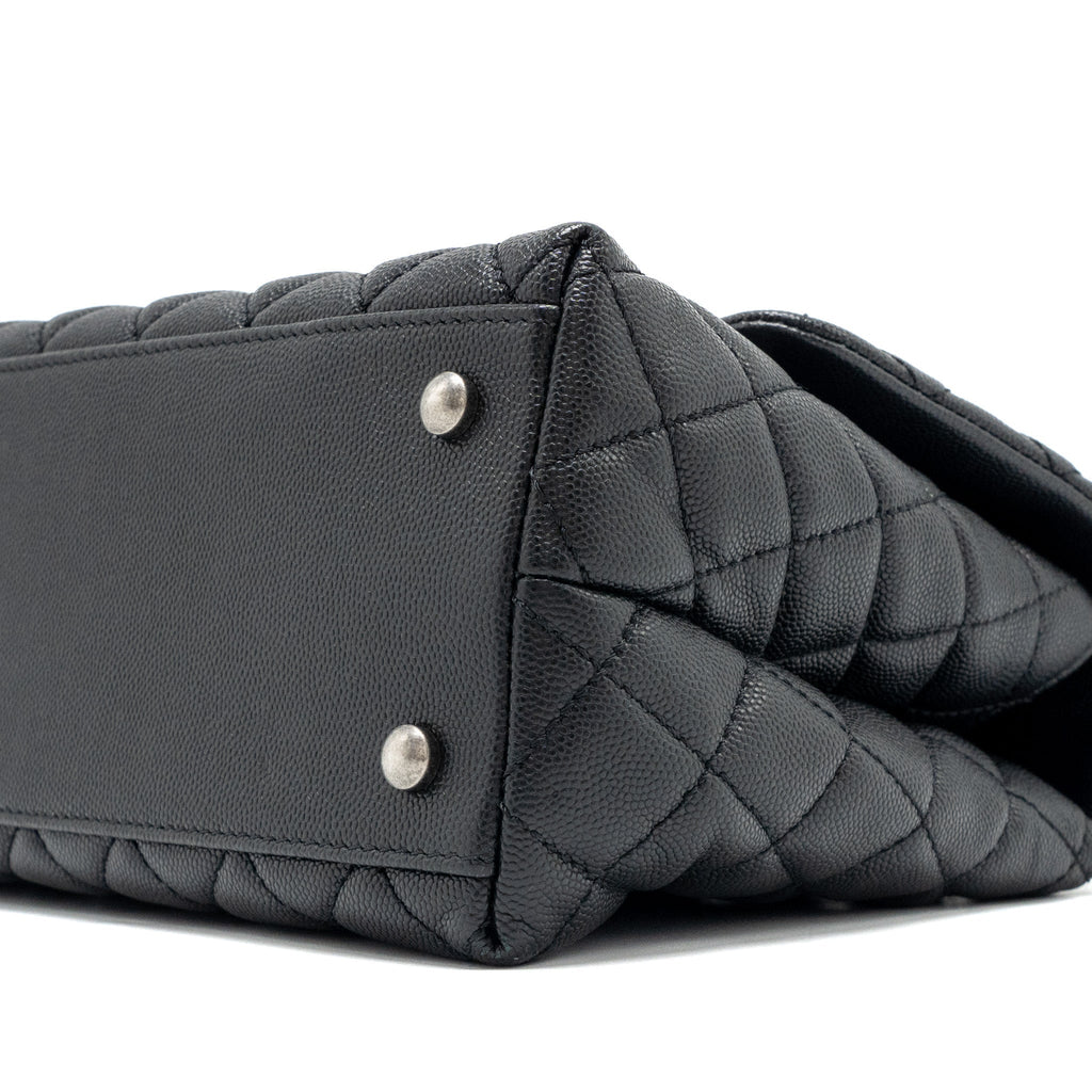 CHANEL MEDIUM COCO HANDLE CAVIAR / LIZARD HANDLE BLACK RUTHENIUM HARDWARE