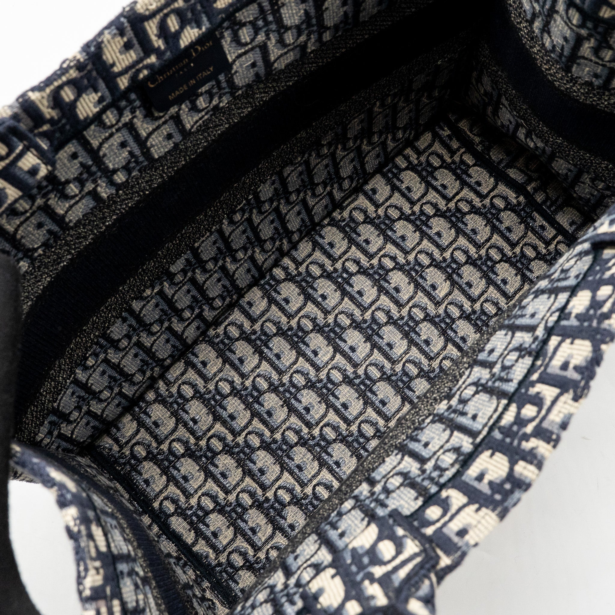 DIOR MEDIUM BOOK TOTE OBLIQUE EMBROIDERY ECRU/BLUE