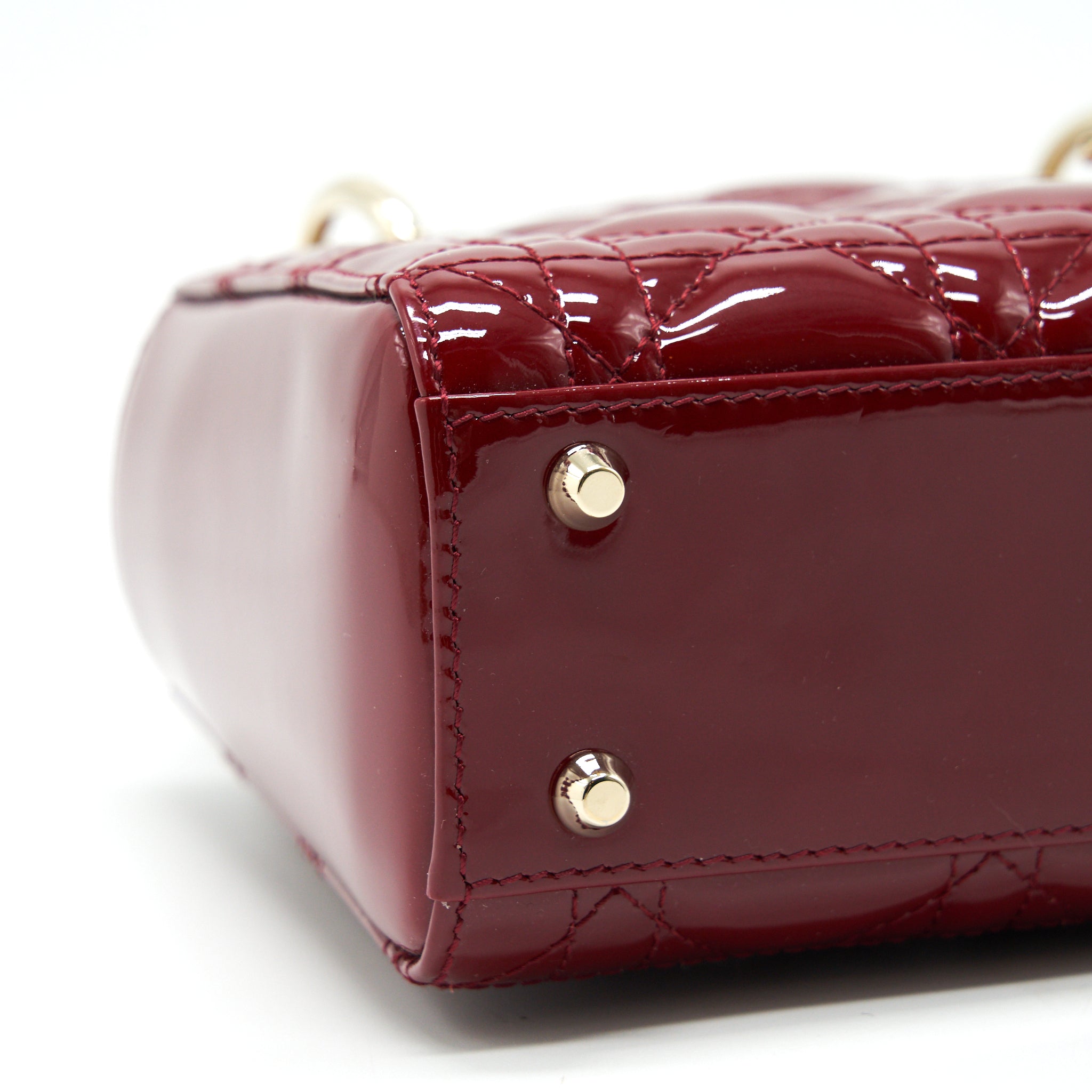 CHRISTIAN DIOR MINI LADY DIOR PATENT LEATHER RED WITH LGHW