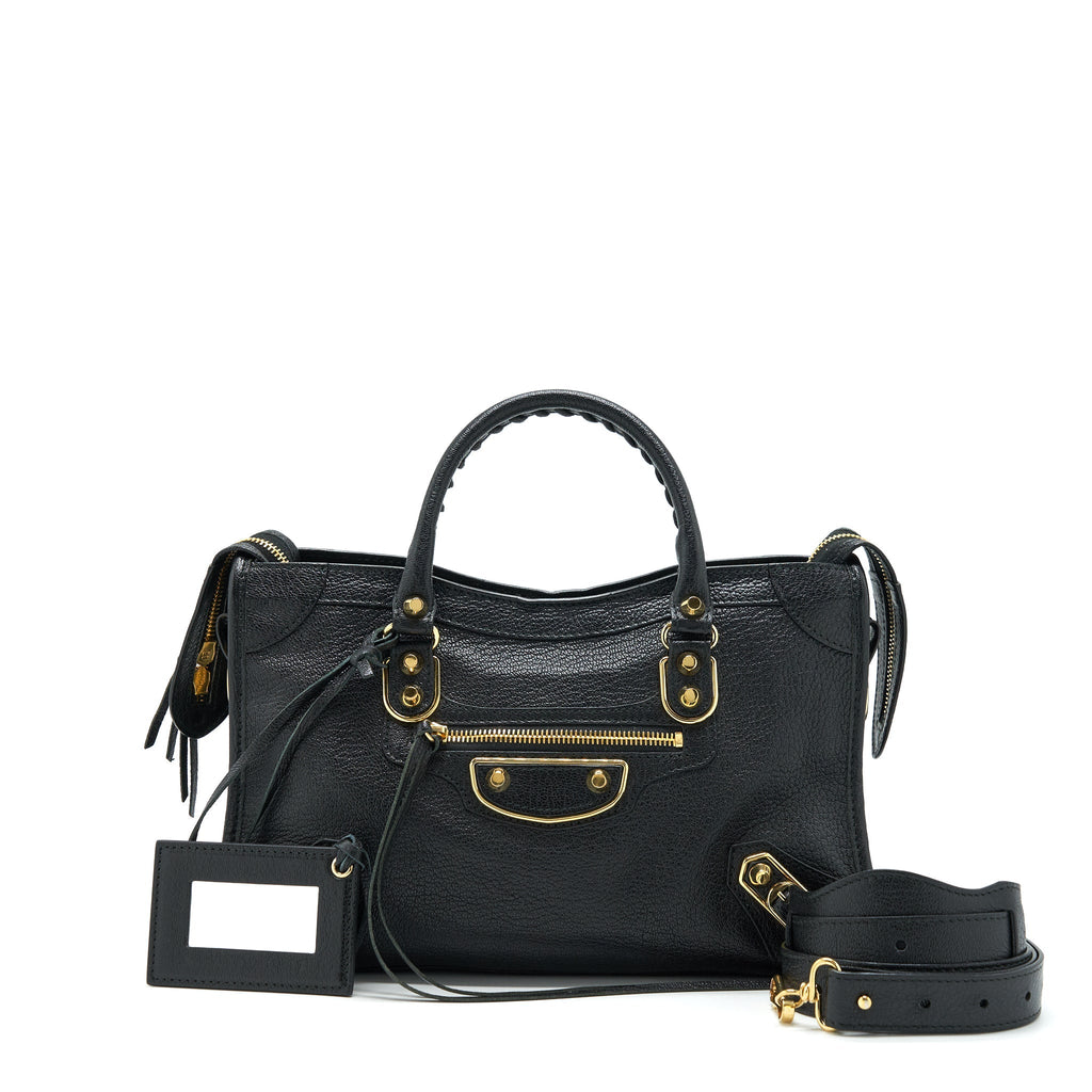 BALENCIAGA METALLIC EDG CITY S BAG BLACK GHW