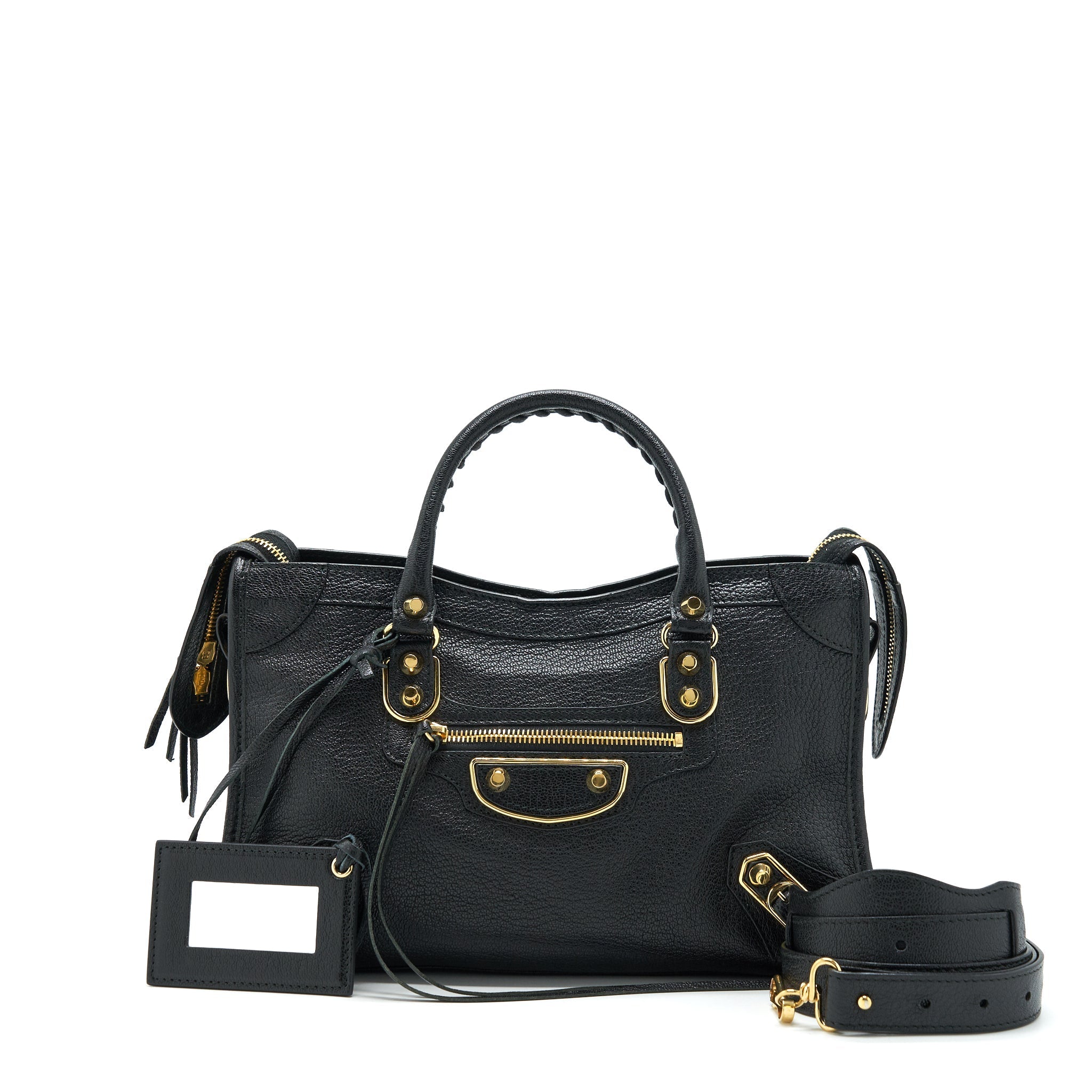 BALENCIAGA METALLIC EDG CITY S BAG BLACK GHW