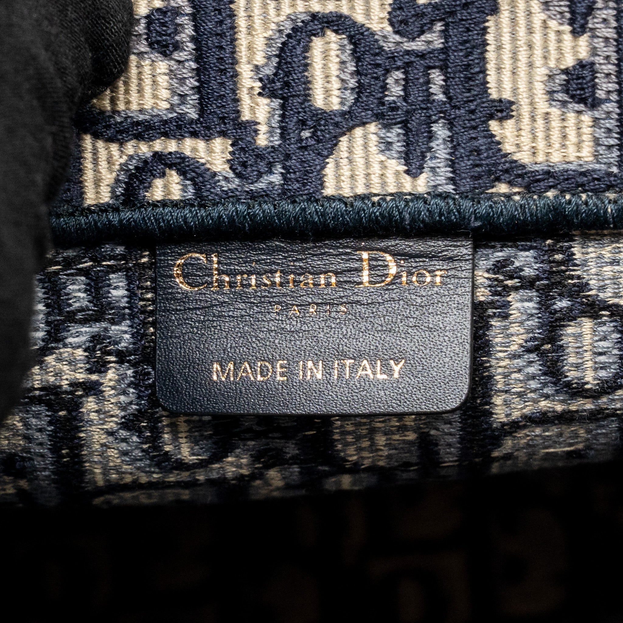 DIOR MEDIUM BOOK TOTE OBLIQUE EMBROIDERY ECRU/BLUE