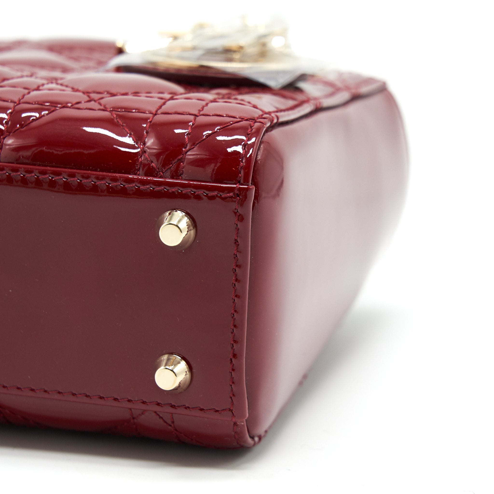 CHRISTIAN DIOR MINI LADY DIOR PATENT LEATHER RED WITH LGHW